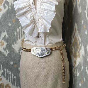 Ralph Lauren Sand Silk Nailhead Weave Pencil Skirt